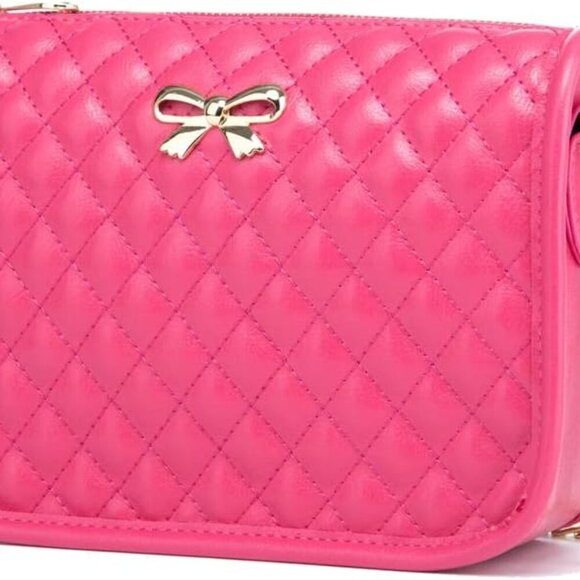 Handbags - Hanbella Crossbody Purse for Women - Cute Quilted Leather Shoulder Bag with Gold